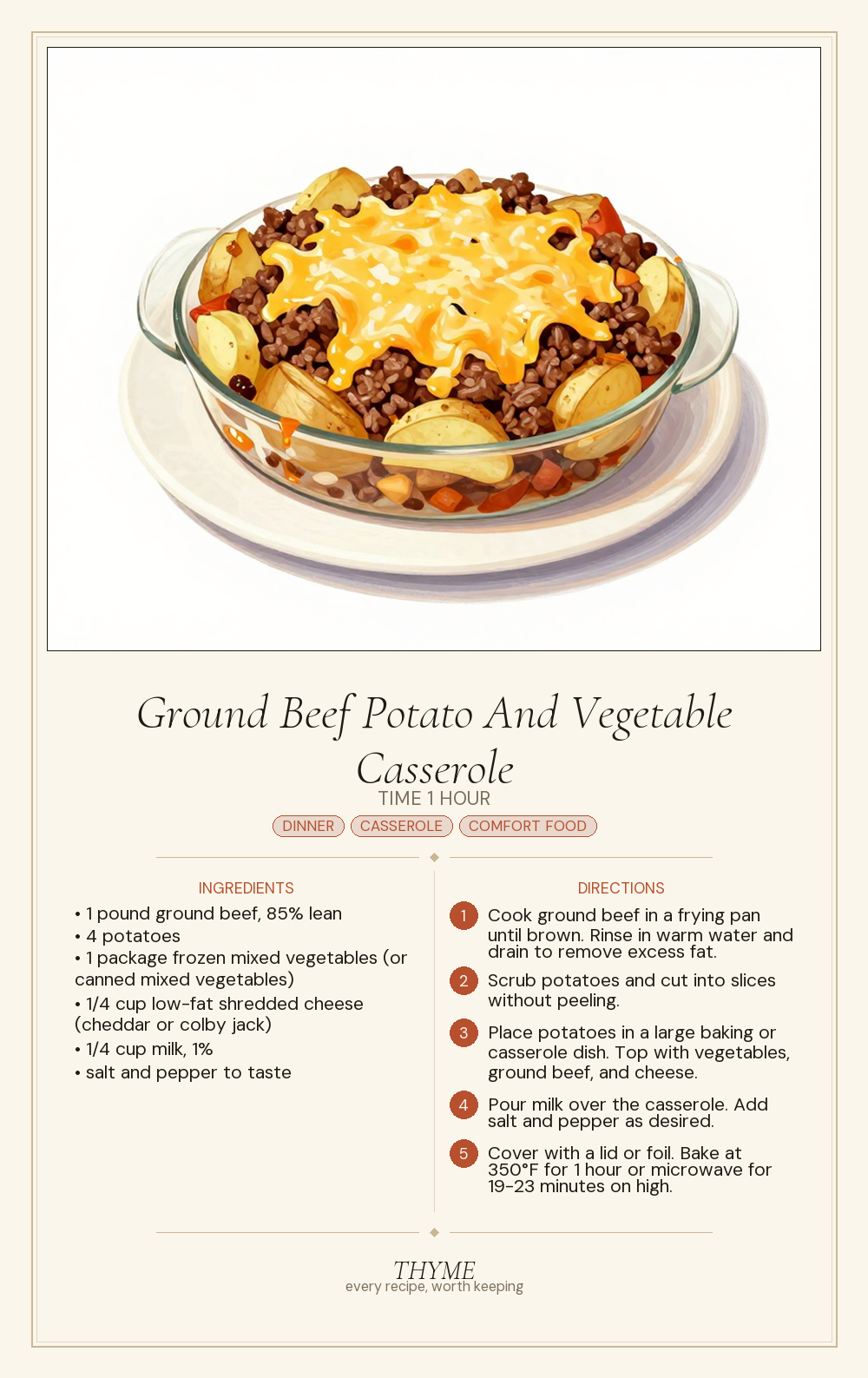 Ground Beef Potato And Vegetable Casserole