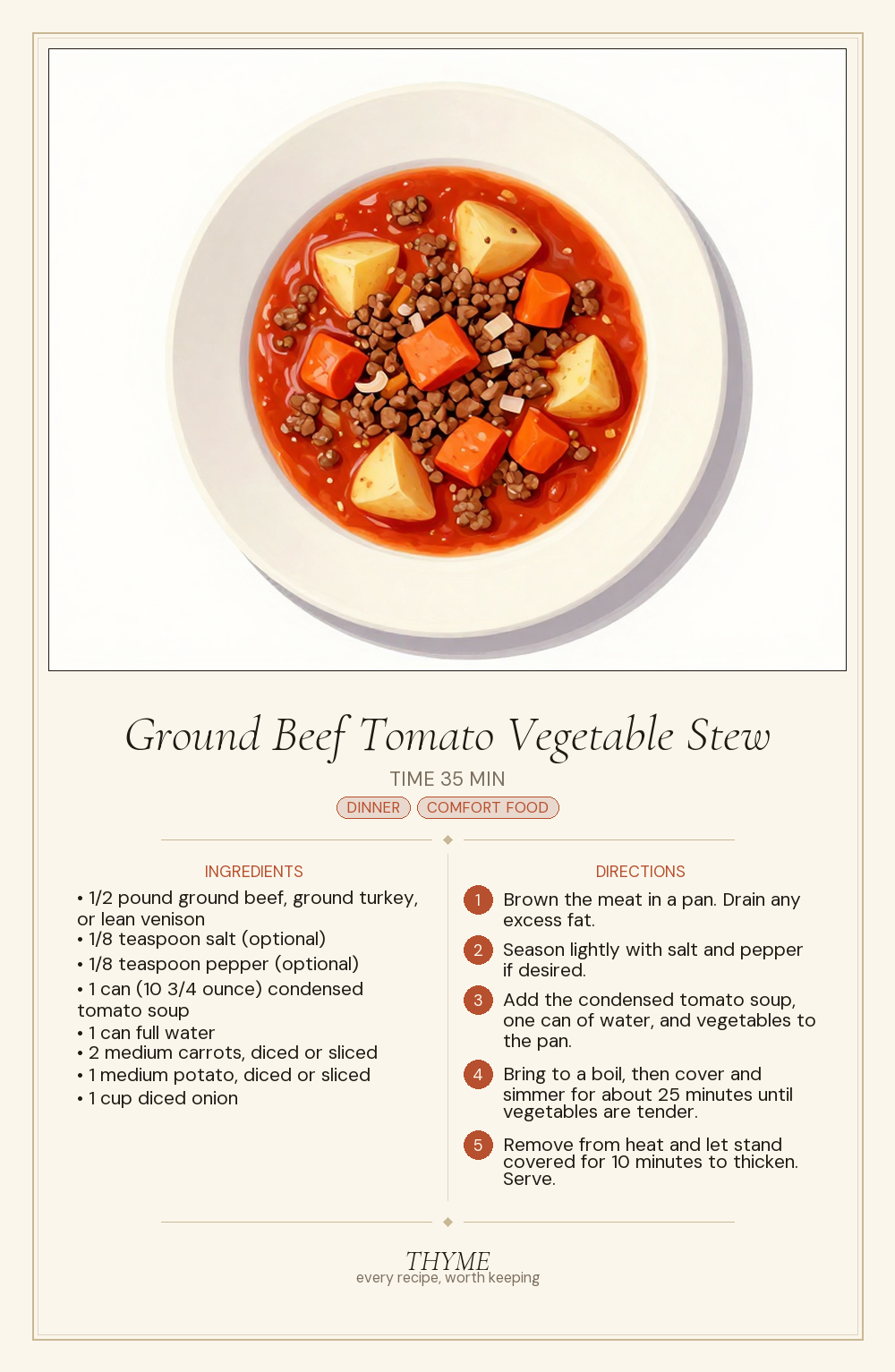 Ground Beef Tomato Vegetable Stew