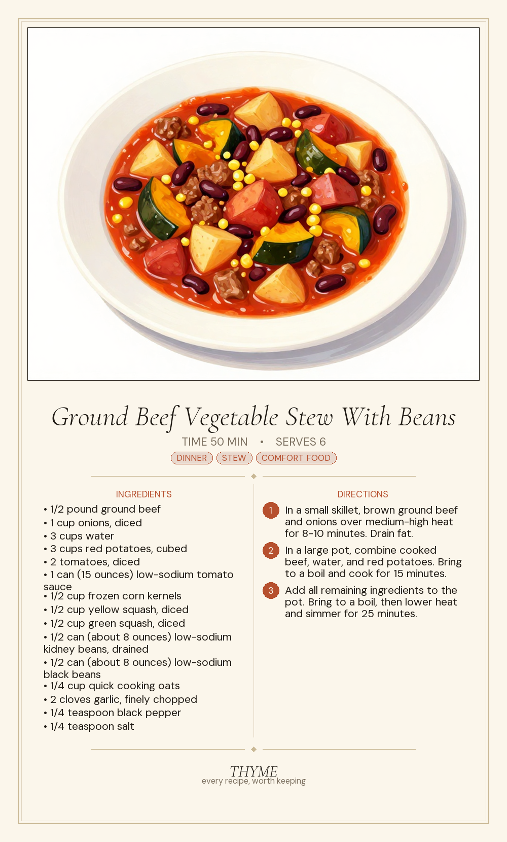 Ground Beef Vegetable Stew With Beans