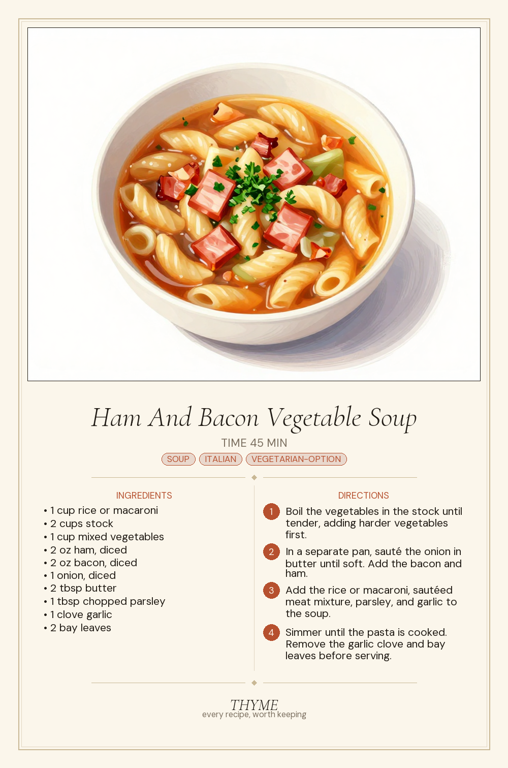 Ham And Bacon Vegetable Soup