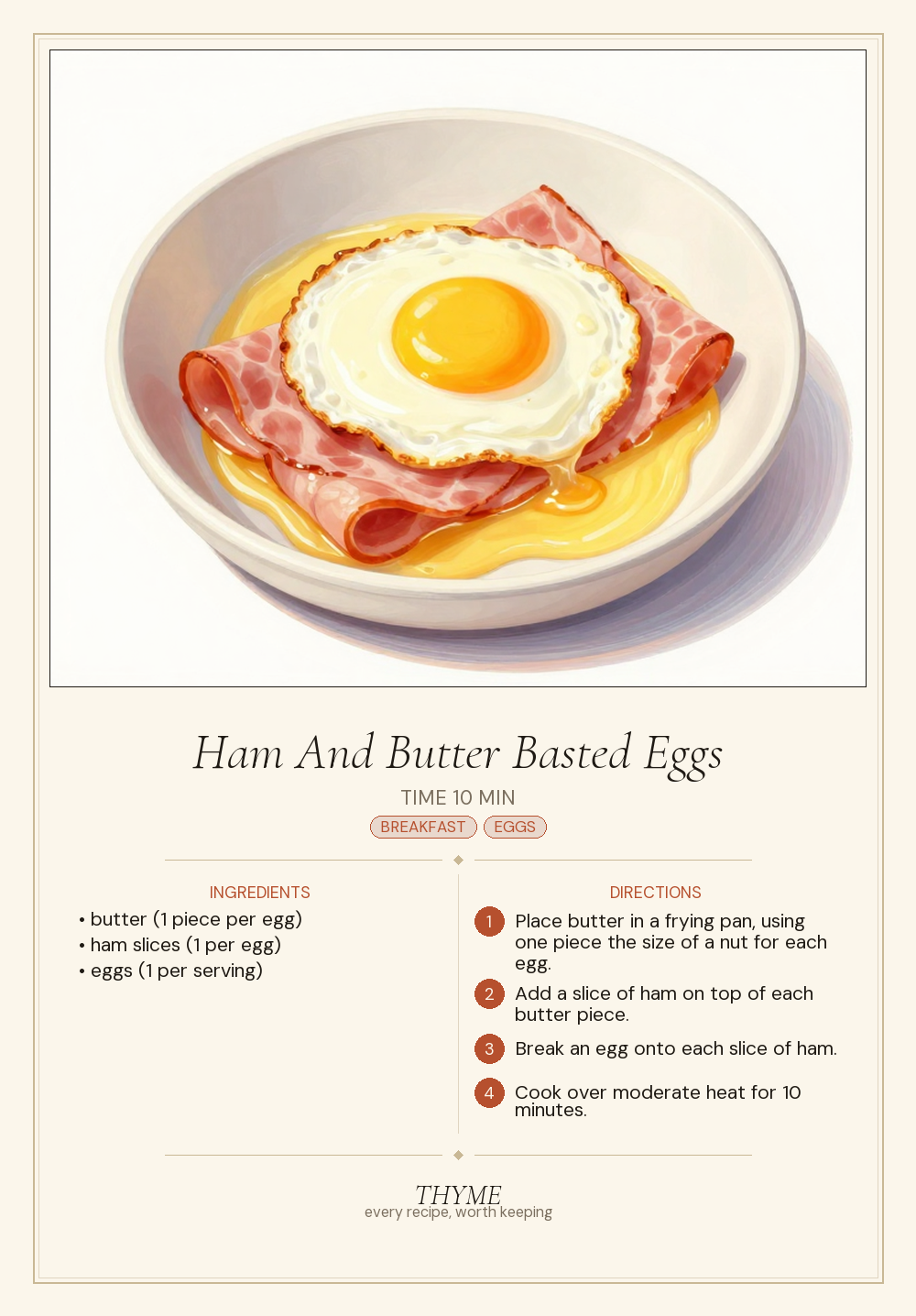 Ham And Butter Basted Eggs