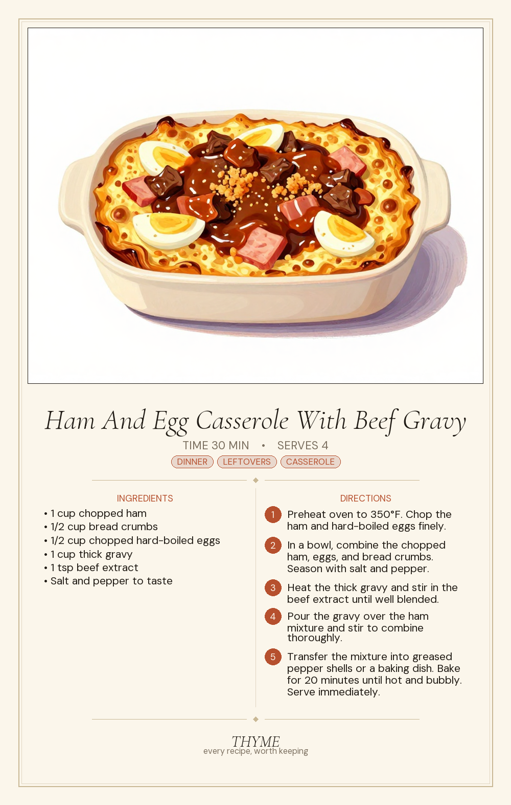 Ham And Egg Casserole With Beef Gravy