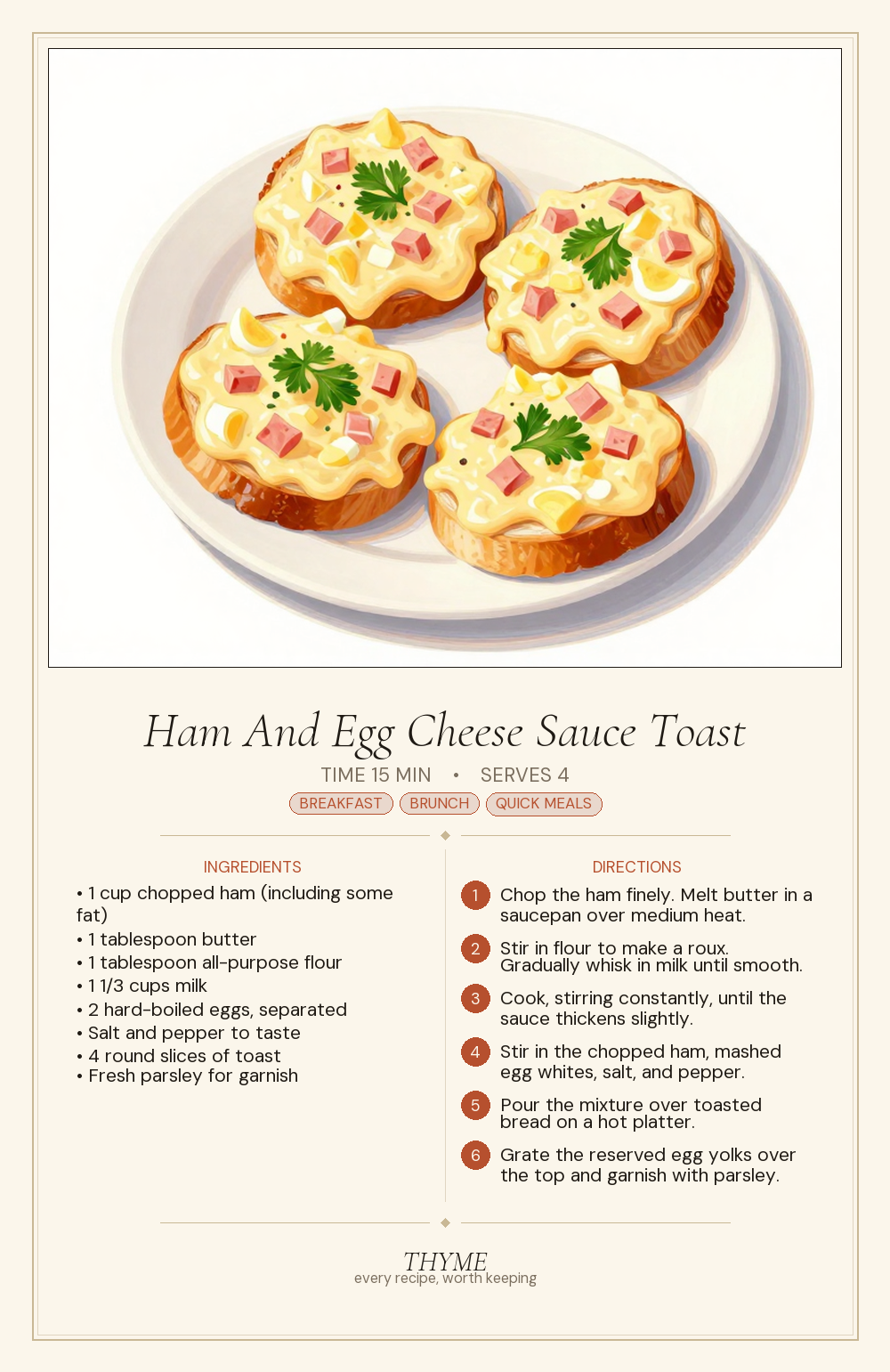 Ham And Egg Cheese Sauce Toast