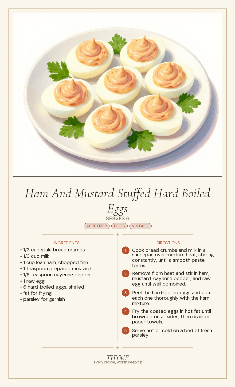 Ham And Mustard Stuffed Hard Boiled Eggs