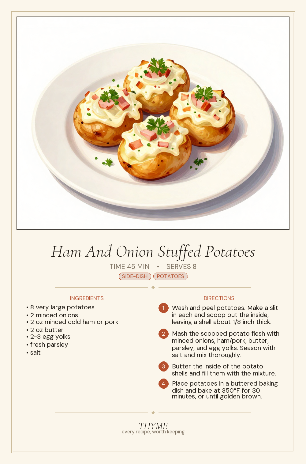 Ham And Onion Stuffed Potatoes