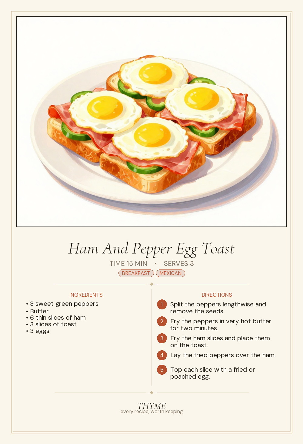 Ham And Pepper Egg Toast