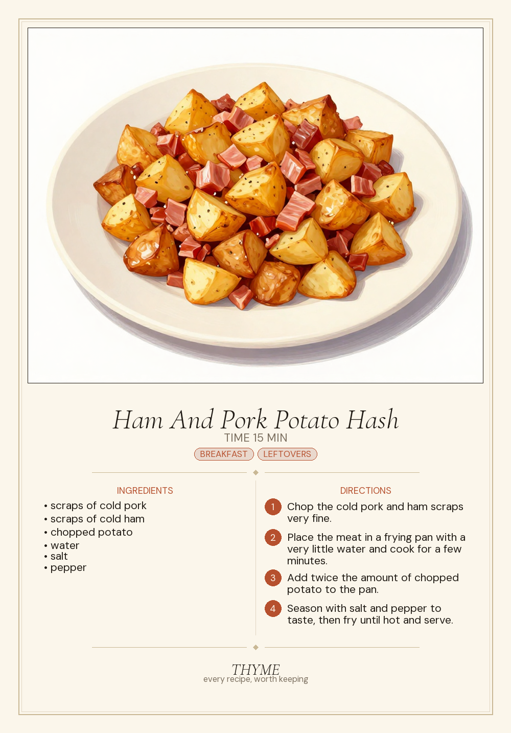 Ham And Pork Potato Hash