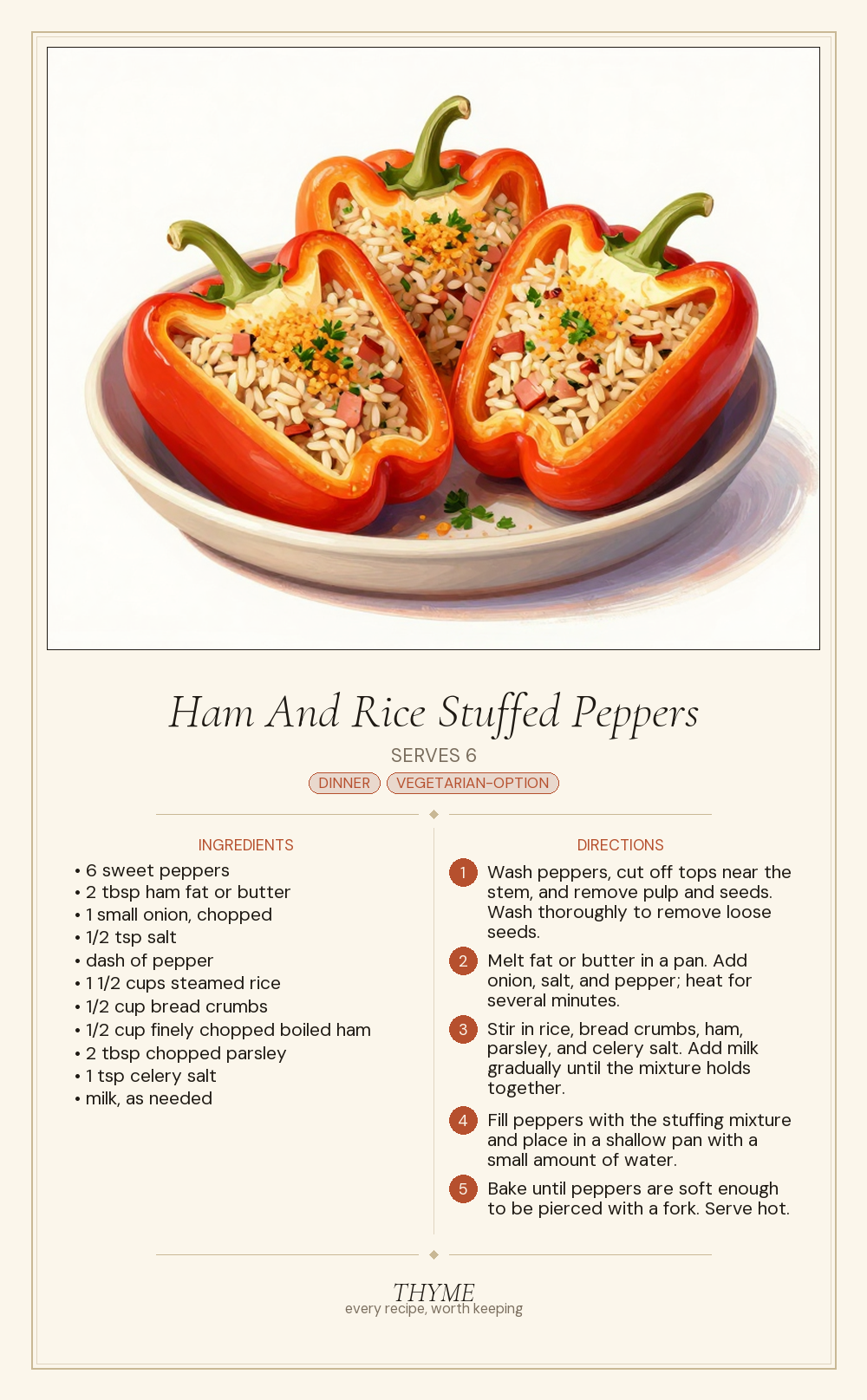 Ham And Rice Stuffed Peppers