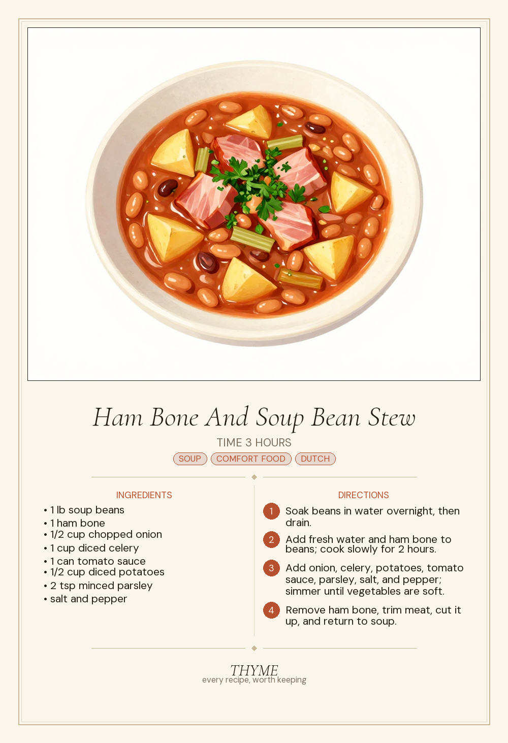 Ham Bone And Soup Bean Stew