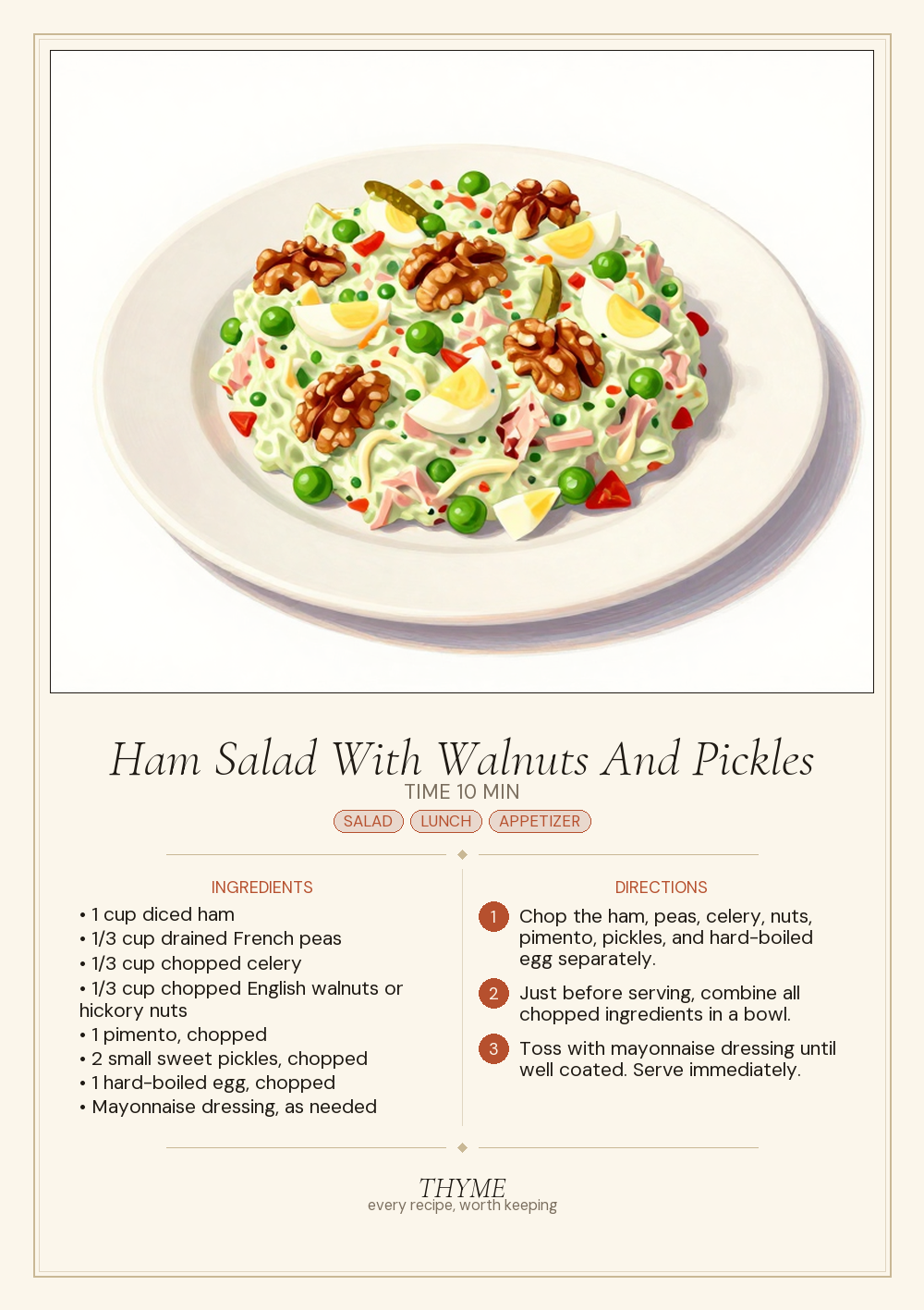 Ham Salad With Walnuts And Pickles