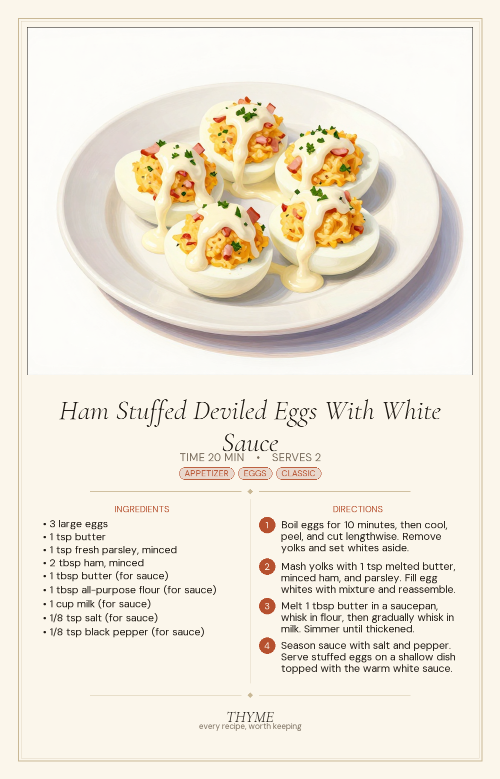 Ham Stuffed Deviled Eggs With White Sauce