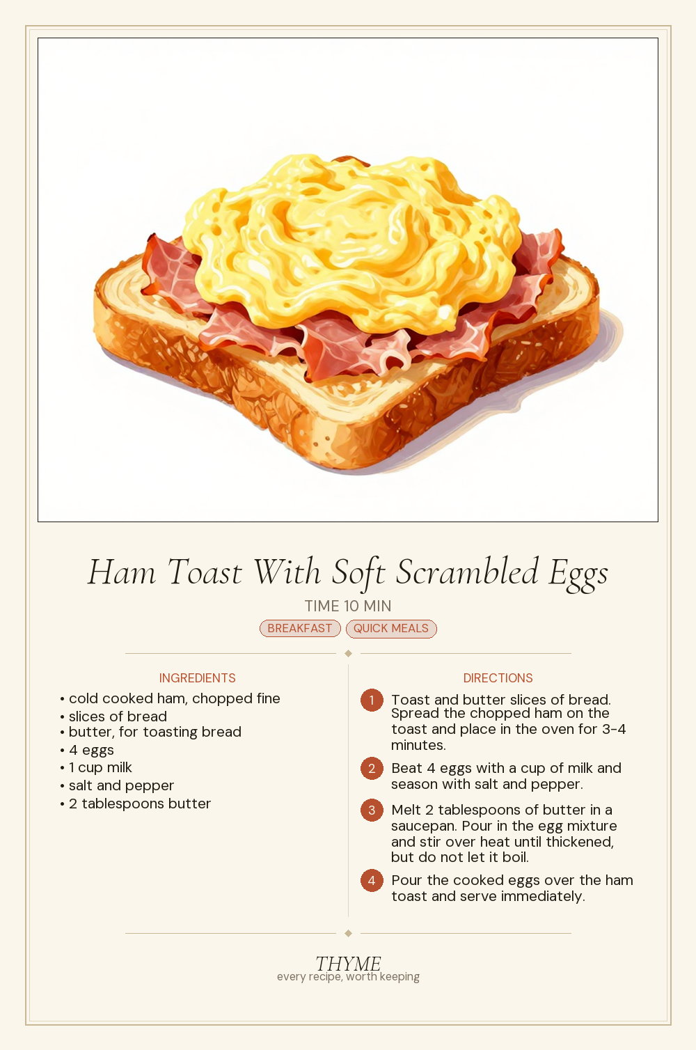 Ham Toast With Soft Scrambled Eggs