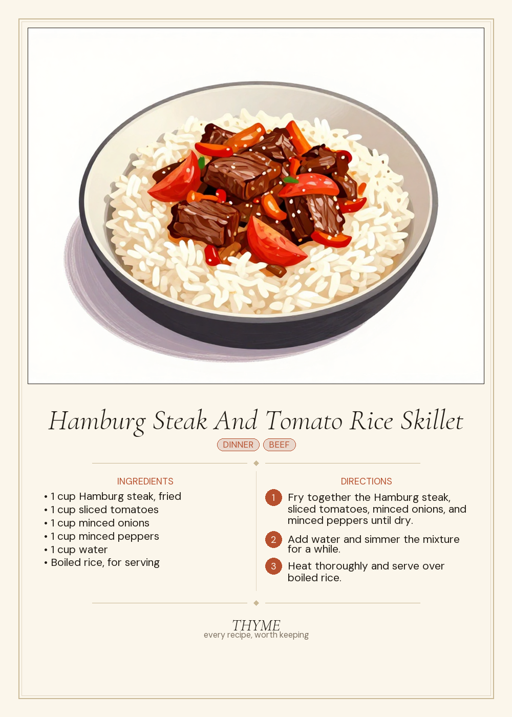 Hamburg Steak And Tomato Rice Skillet