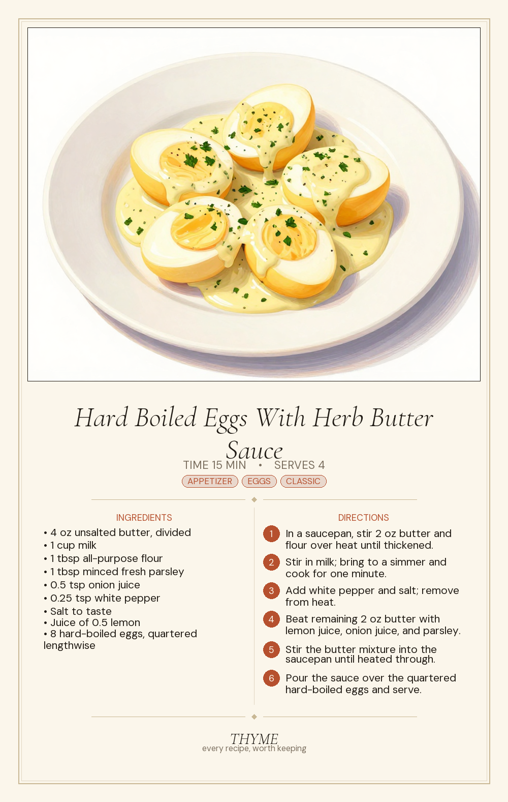 Hard Boiled Eggs With Herb Butter Sauce