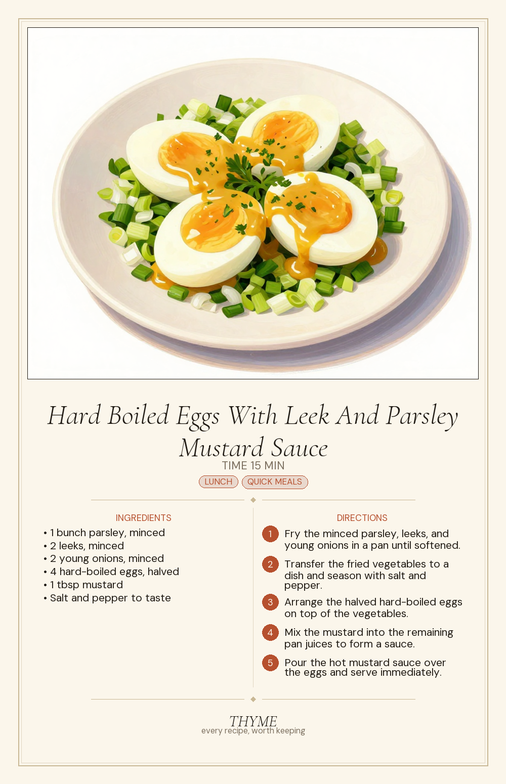 Hard Boiled Eggs With Leek And Parsley Mustard Sauce