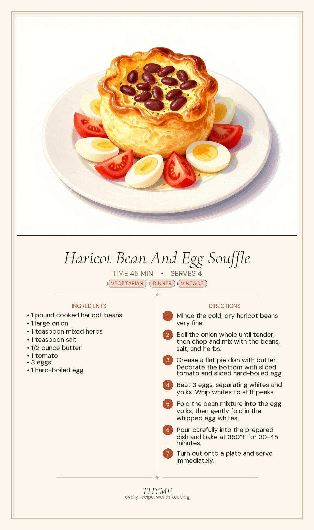 Haricot Bean And Egg Souffle