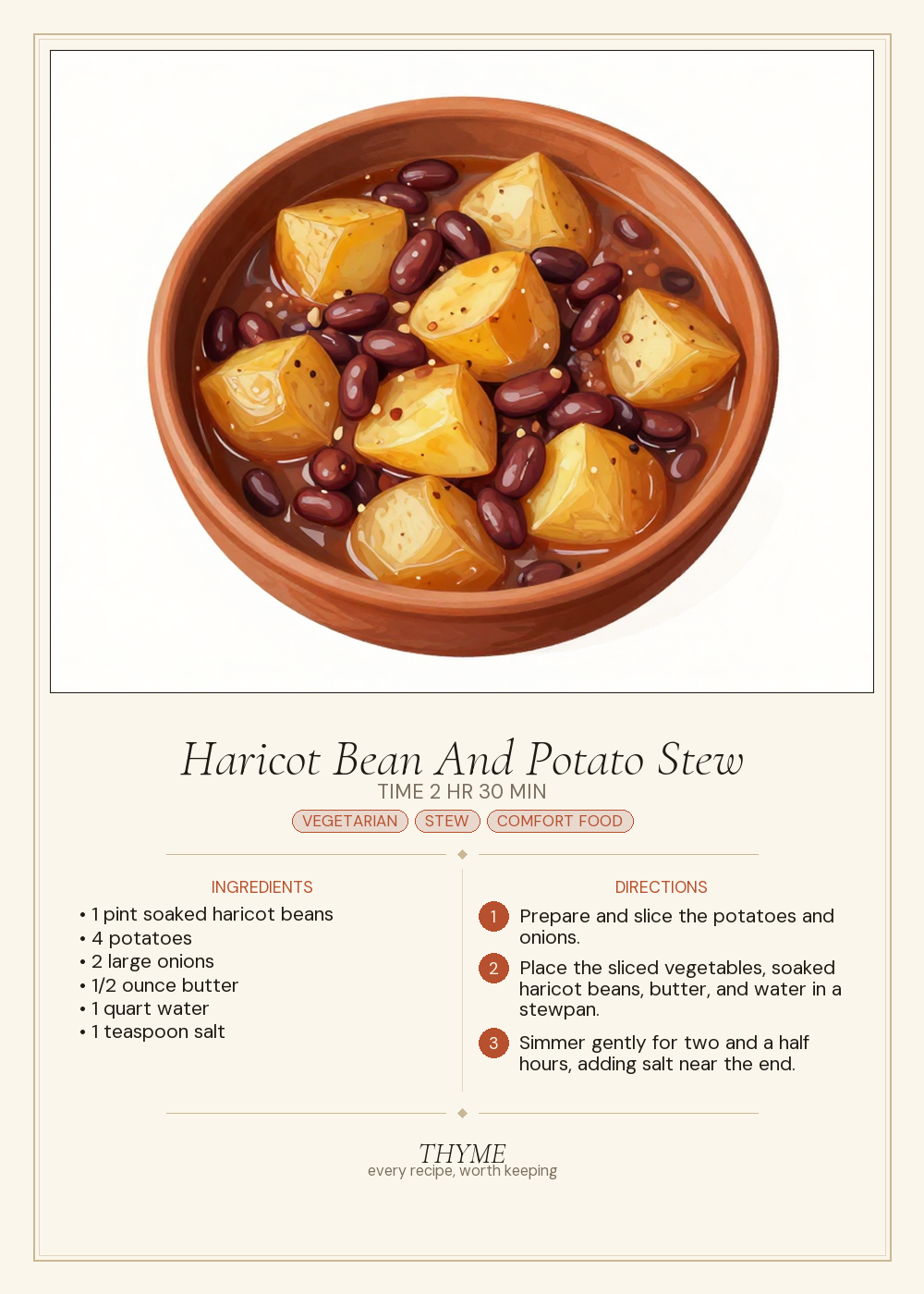 Haricot Bean And Potato Stew