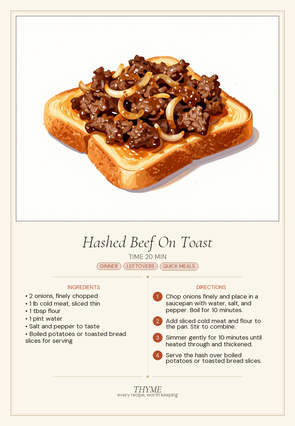 Hashed Beef On Toast