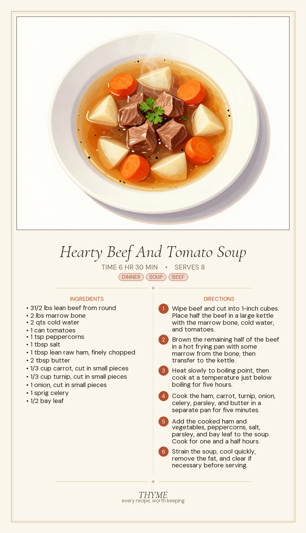 Hearty Beef And Tomato Soup
