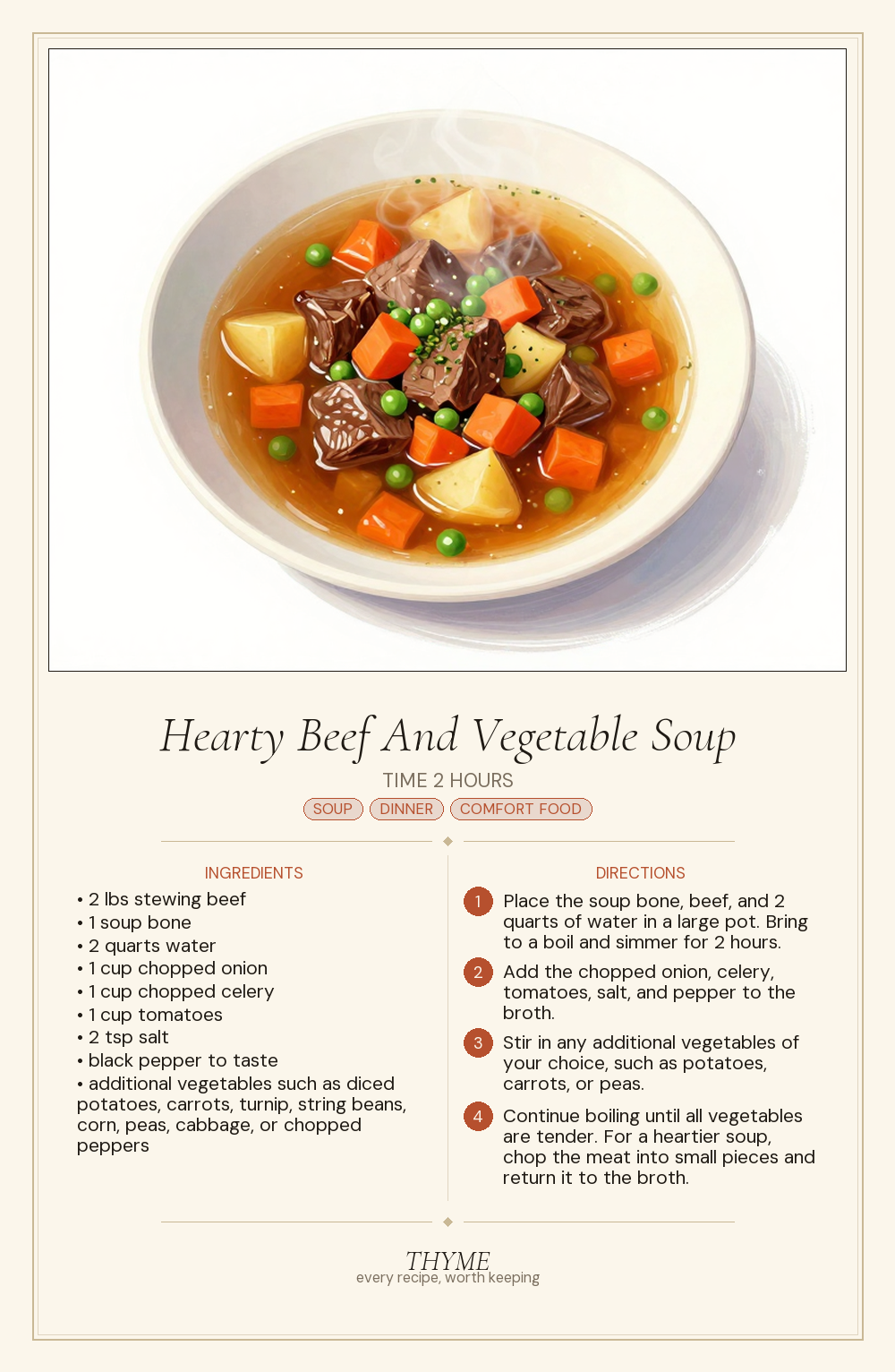Hearty Beef And Vegetable Soup