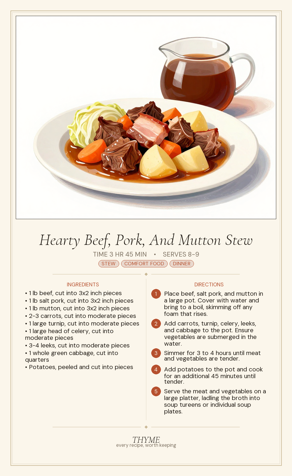 Hearty Beef, Pork, And Mutton Stew