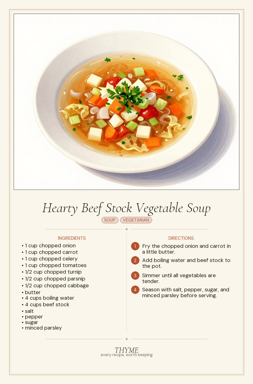 Hearty Beef Stock Vegetable Soup