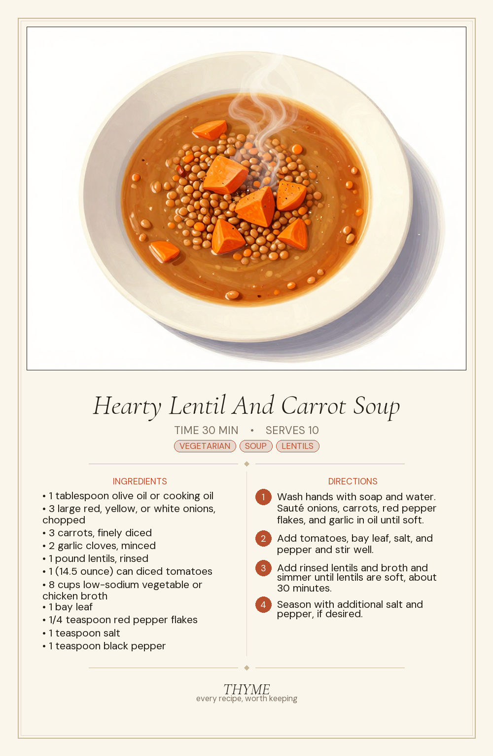 Hearty Lentil And Carrot Soup