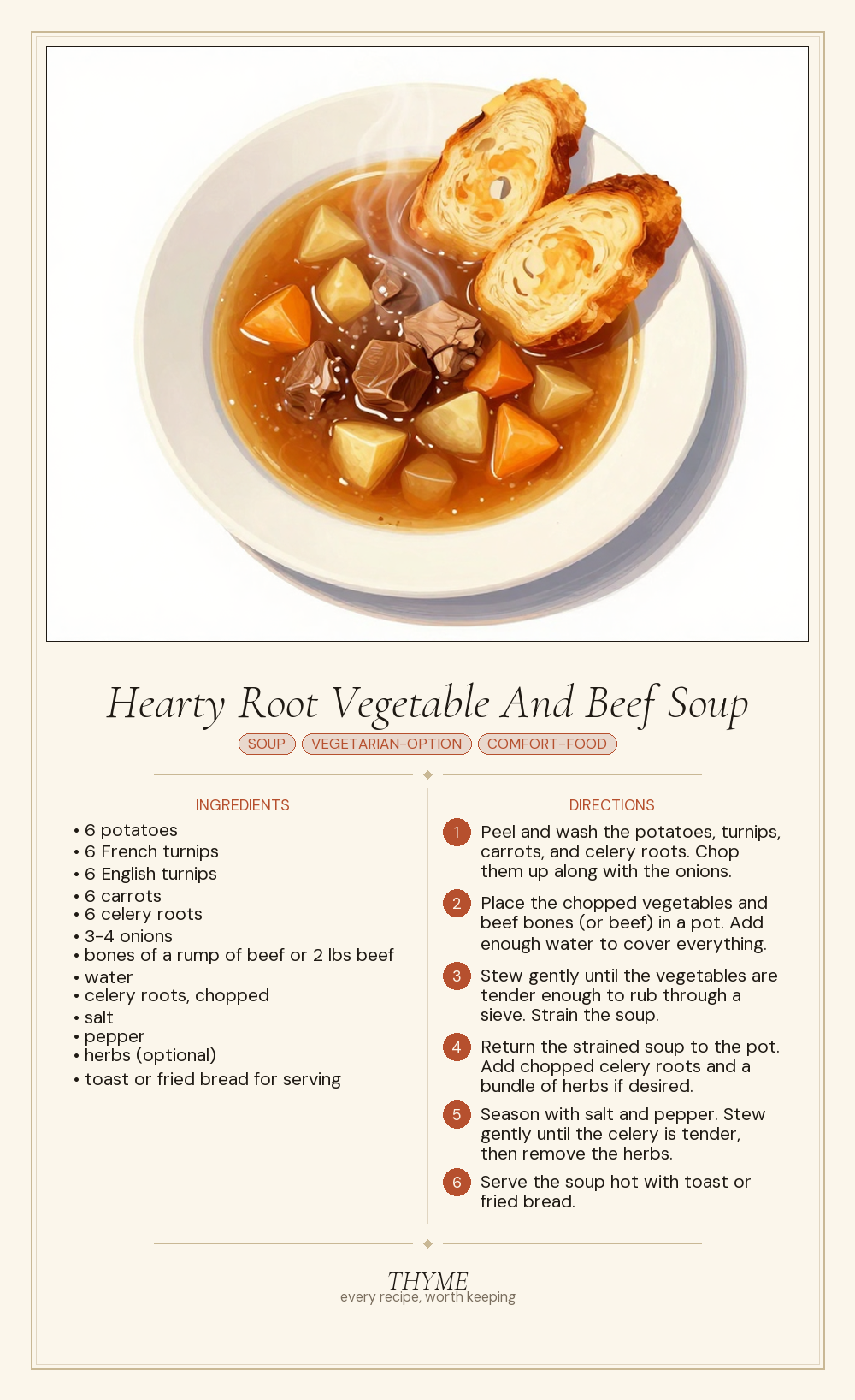 Hearty Root Vegetable And Beef Soup