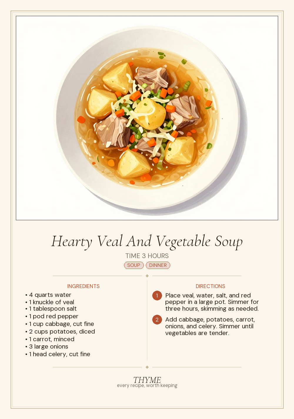 Hearty Veal And Vegetable Soup