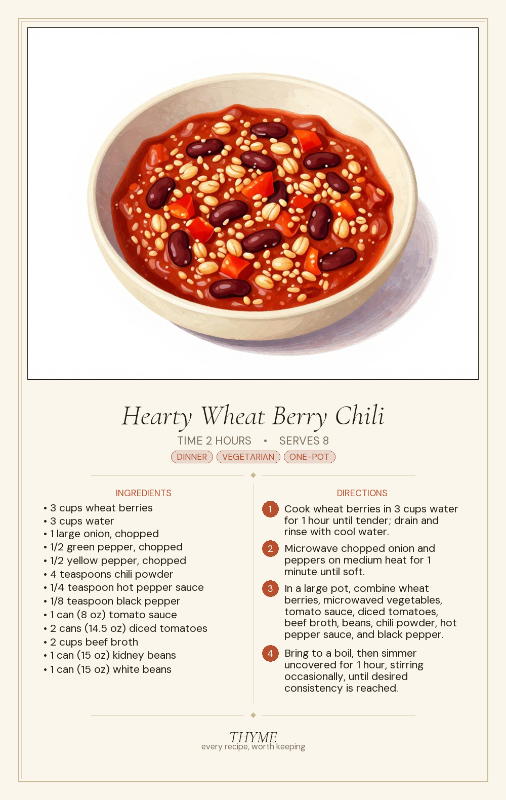 Hearty Wheat Berry Chili