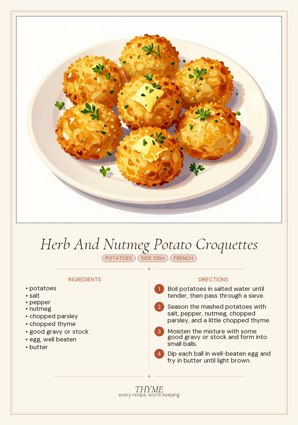 Herb And Nutmeg Potato Croquettes