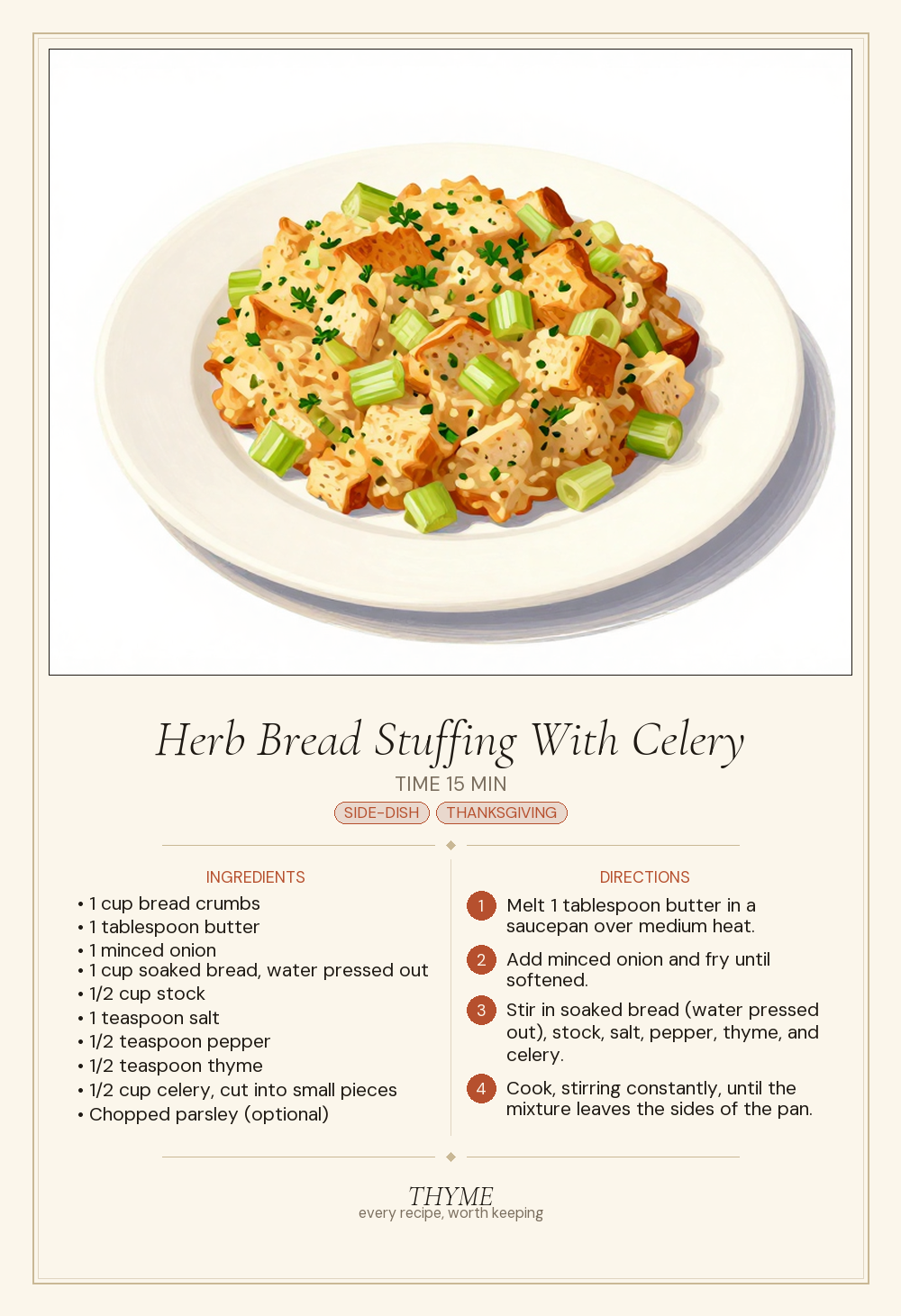 Herb Bread Stuffing With Celery
