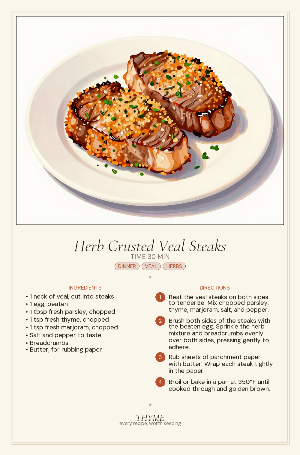 Herb Crusted Veal Steaks