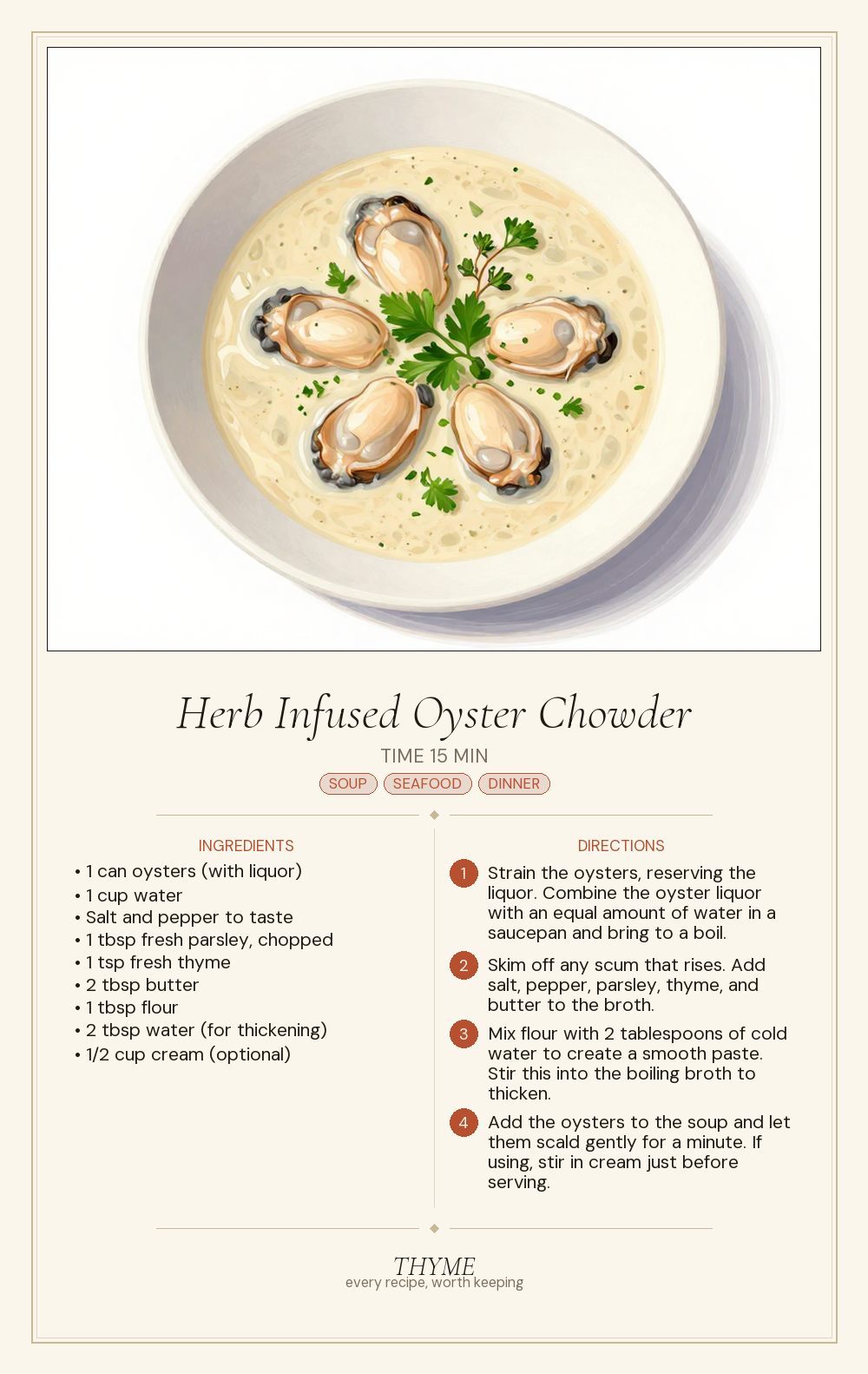 Herb Infused Oyster Chowder