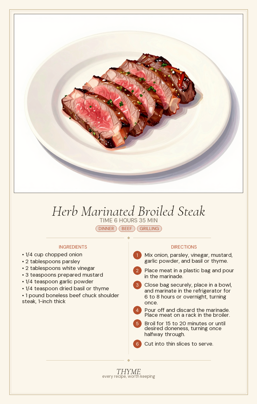 Herb Marinated Broiled Steak