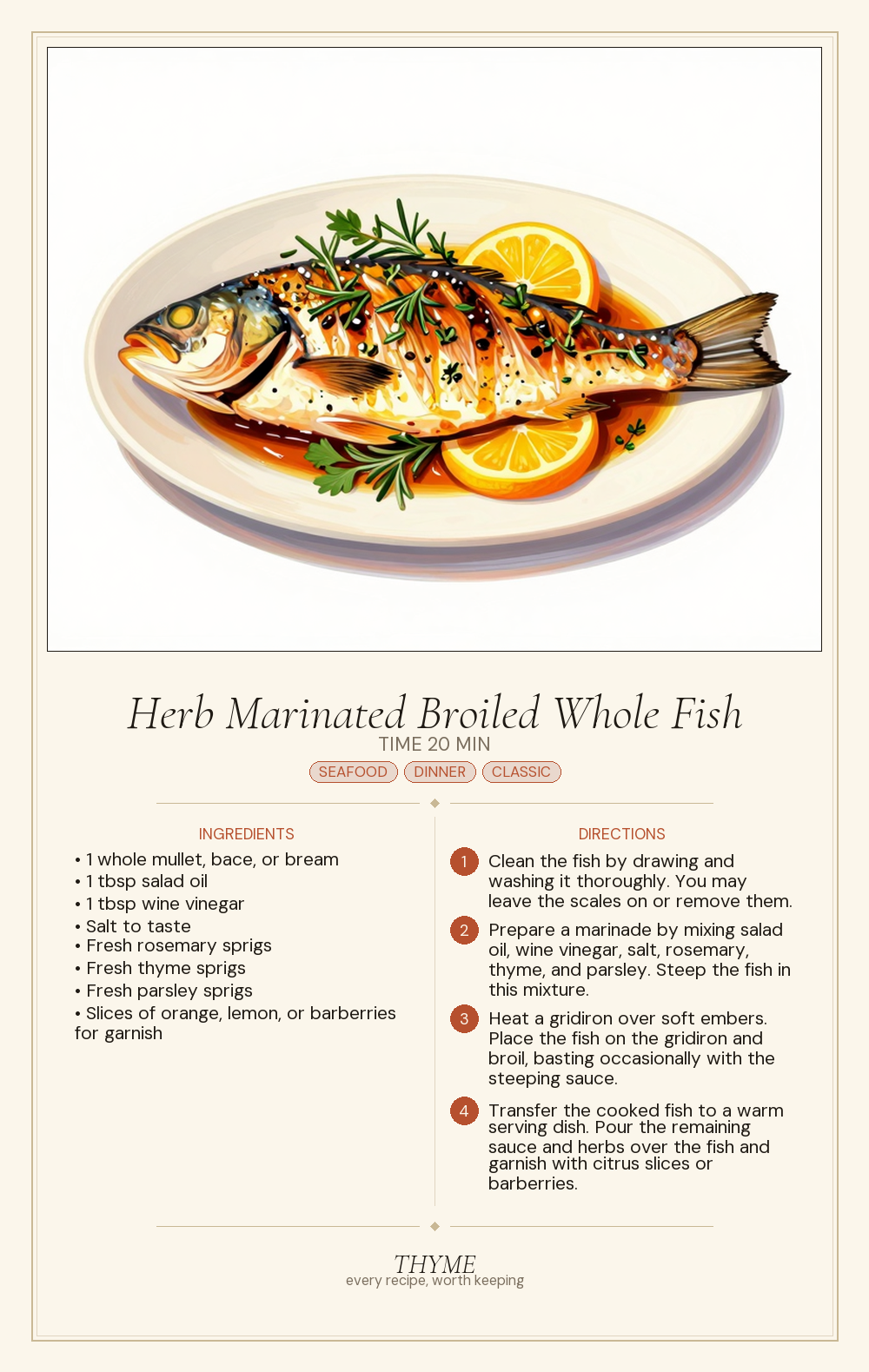 Herb Marinated Broiled Whole Fish