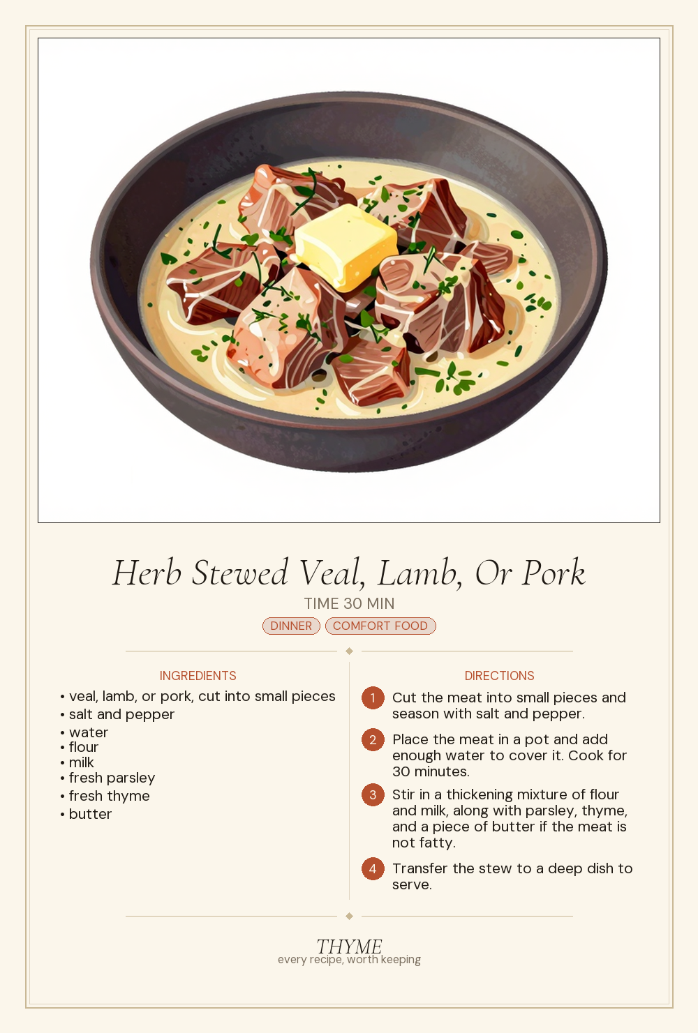 Herb Stewed Veal, Lamb, Or Pork