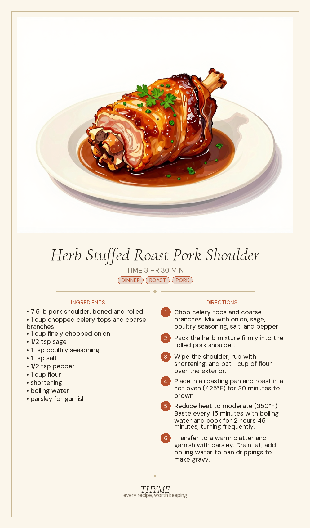 Herb Stuffed Roast Pork Shoulder