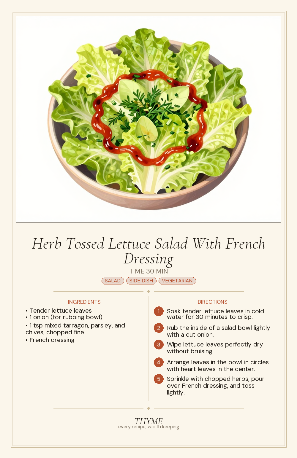 Herb Tossed Lettuce Salad With French Dressing