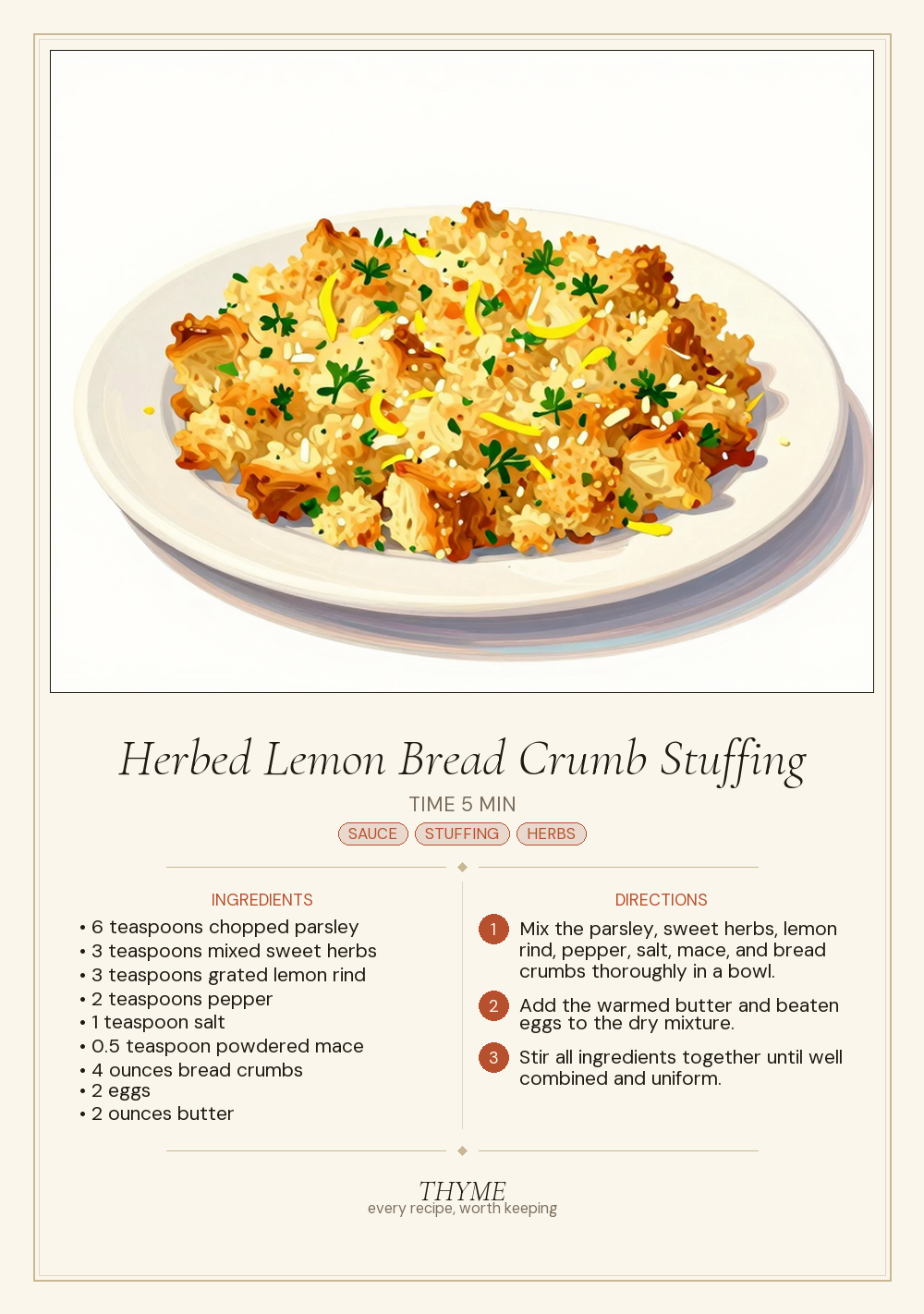 Herbed Lemon Bread Crumb Stuffing