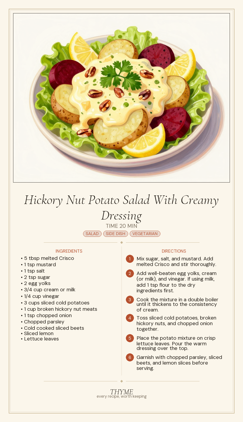 Hickory Nut Potato Salad With Creamy Dressing