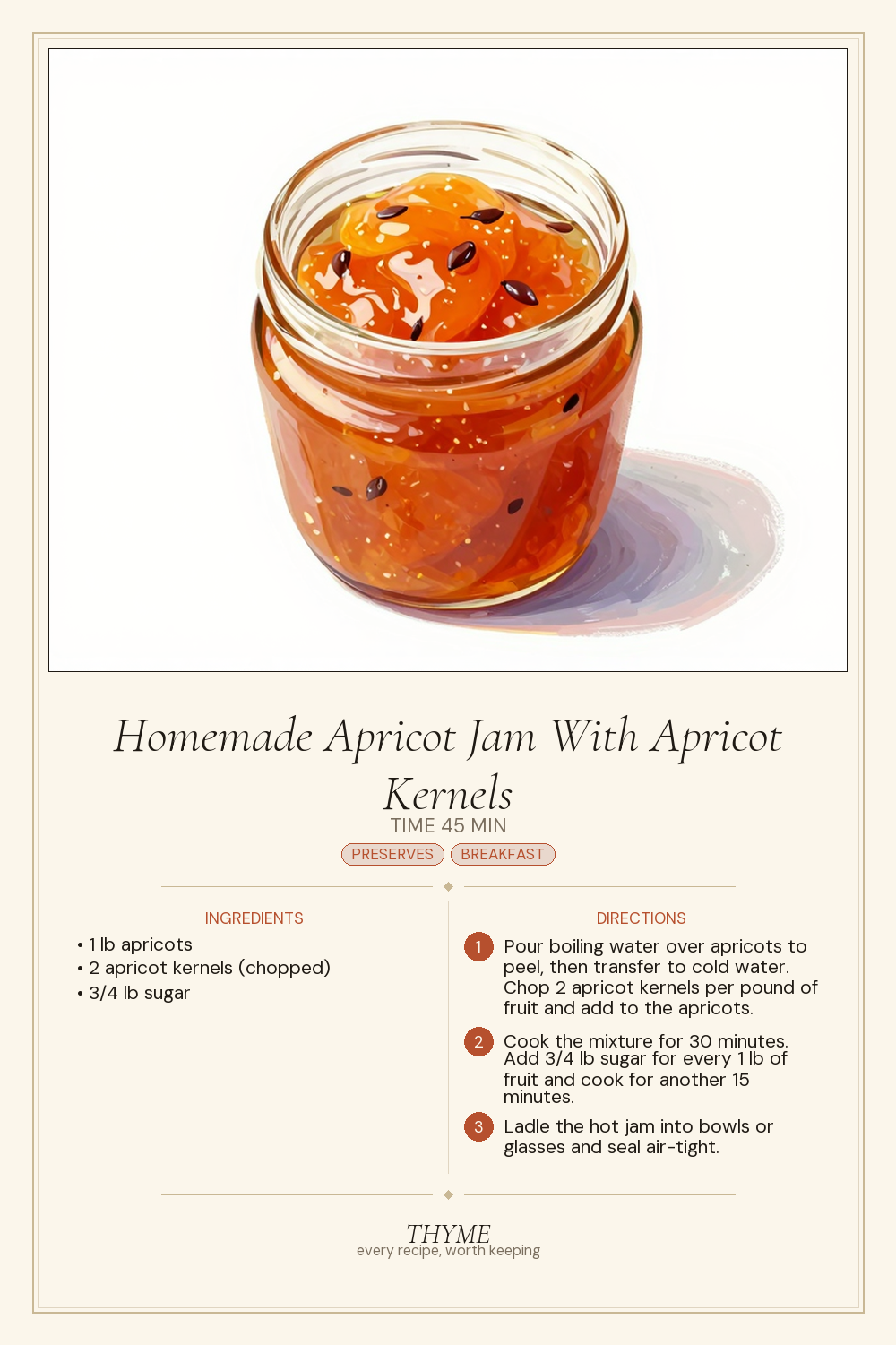 Homemade Apricot Jam With Apricot Kernels
