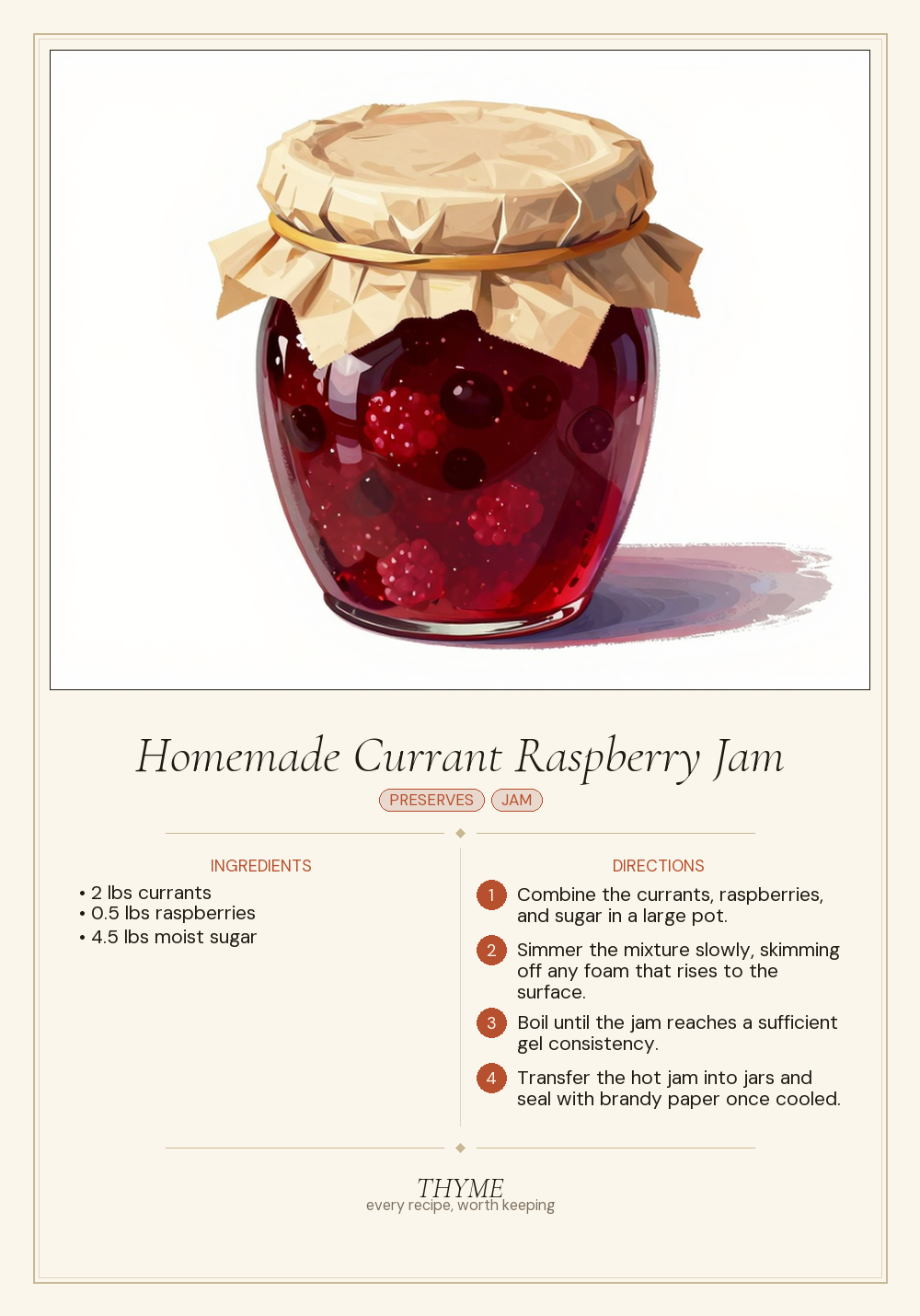 Homemade Currant Raspberry Jam