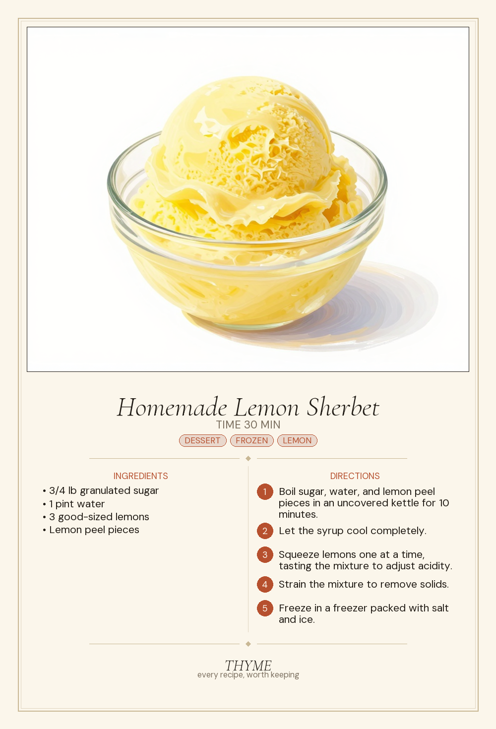 Homemade Lemon Sherbet