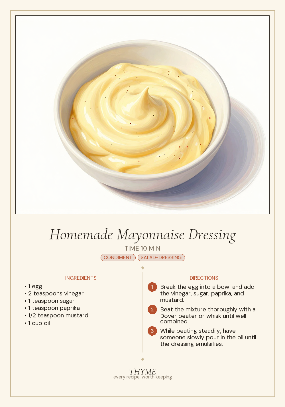 Homemade Mayonnaise Dressing