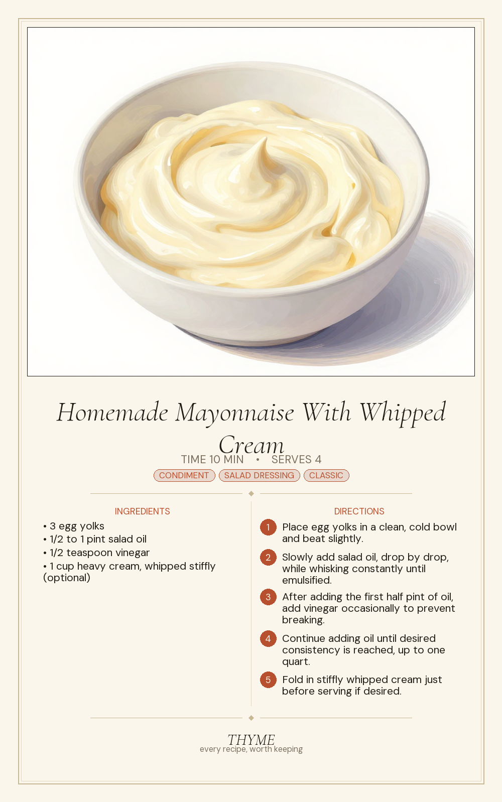 Homemade Mayonnaise With Whipped Cream
