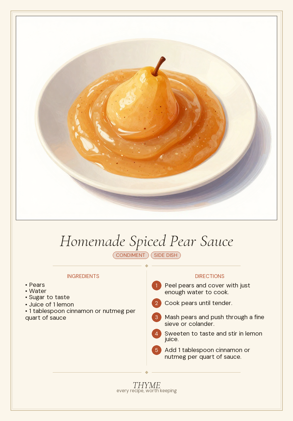 Homemade Spiced Pear Sauce