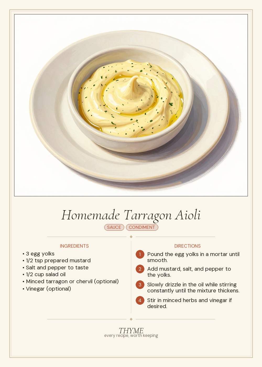 Homemade Tarragon Aioli