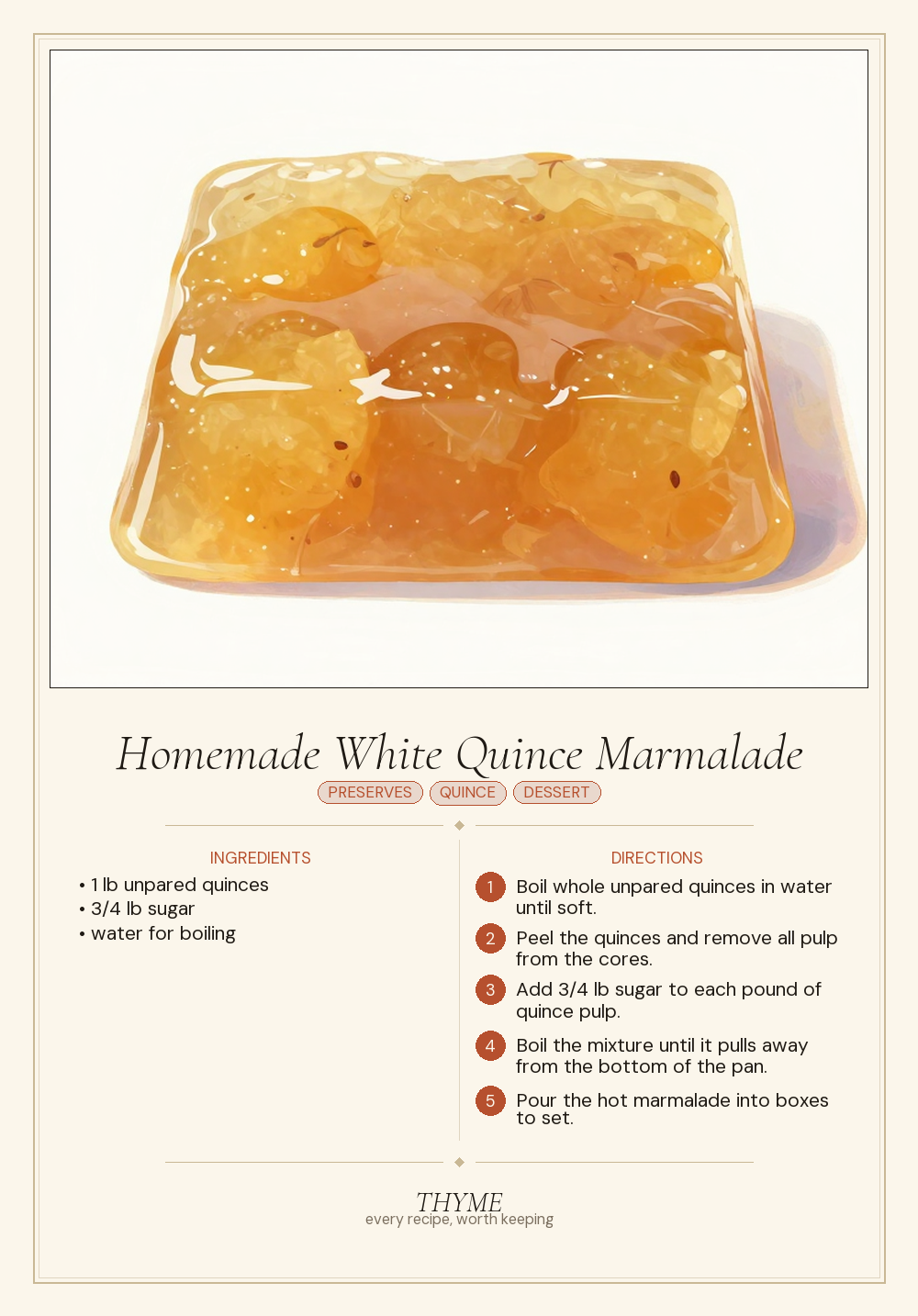 Homemade White Quince Marmalade