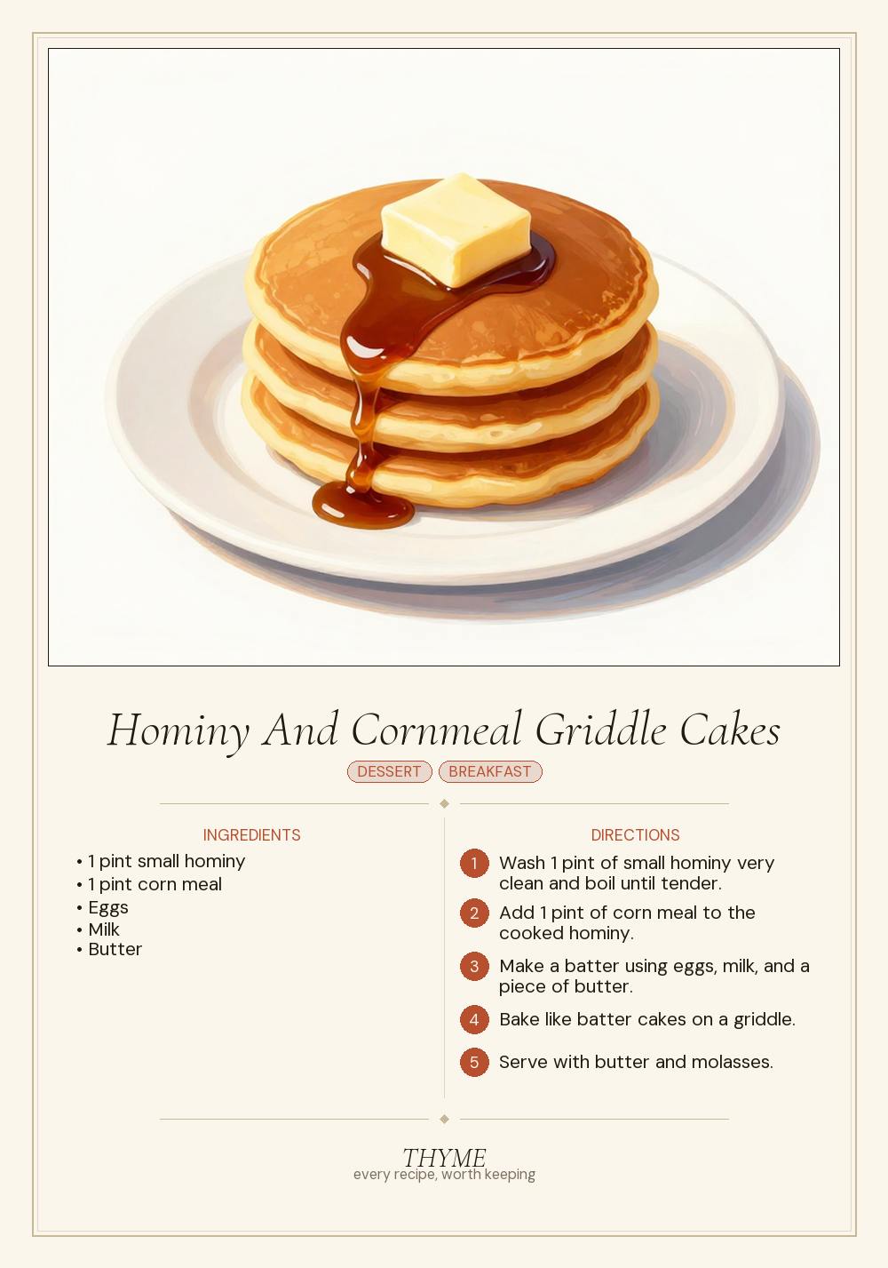Hominy And Cornmeal Griddle Cakes